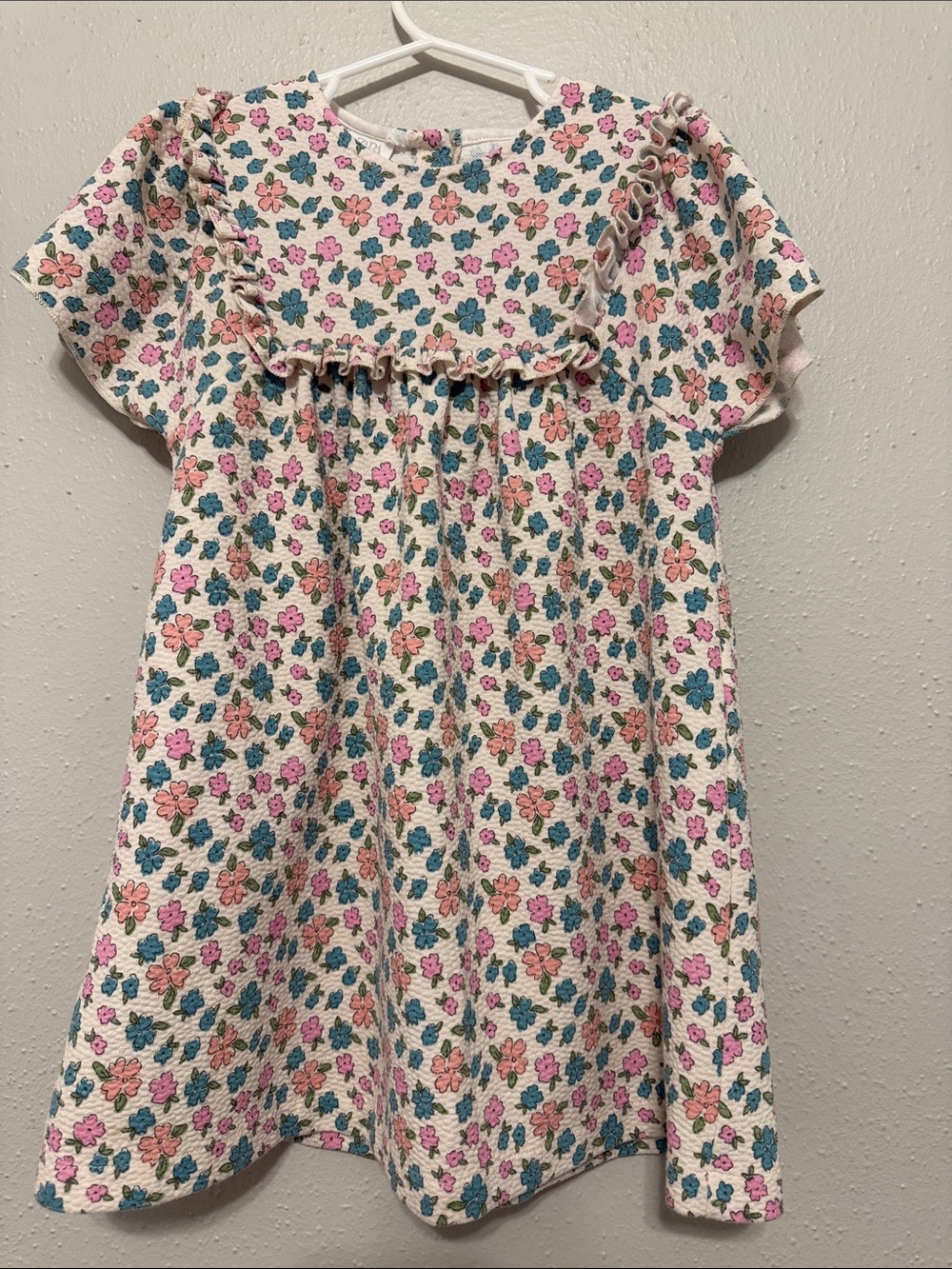 Zara Cream Dress with Pink, Teal & Peach Floral Print